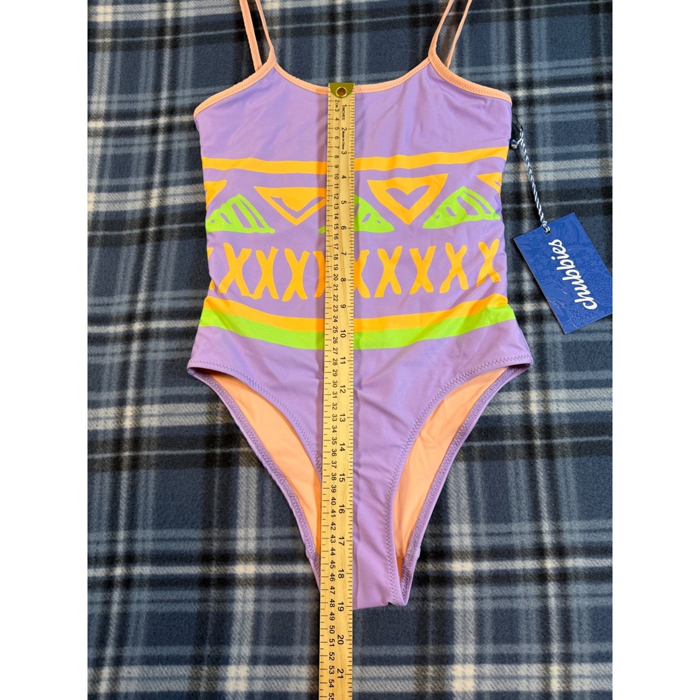 Chubbies Thomas Rhett Purple Geometric One Piece Swimsuit XS 202019-011 NWT - Picture 6 of 8